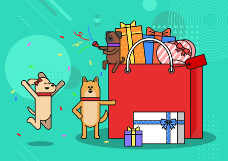 Illustration of animals shopping concept vectorのイラスト素材