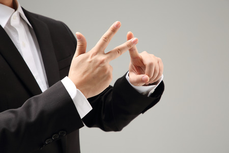 Hand gestures photo. Hand signals or signs use to communicate. 055の写真素材