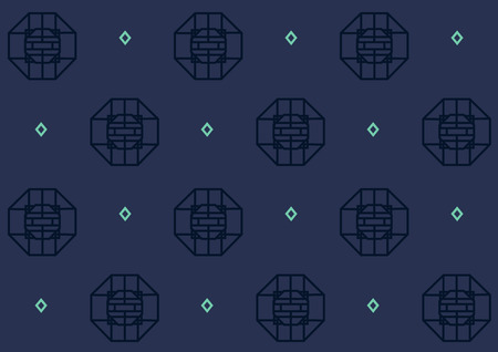Retro vector seamless pattern design. Set of monochrome geometric ornaments. 004のイラスト素材