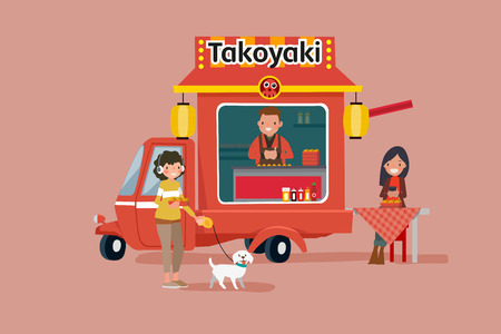 Vector - Illustrated food truck collection. colorful flat design for street food and cafe truck. 011のイラスト素材