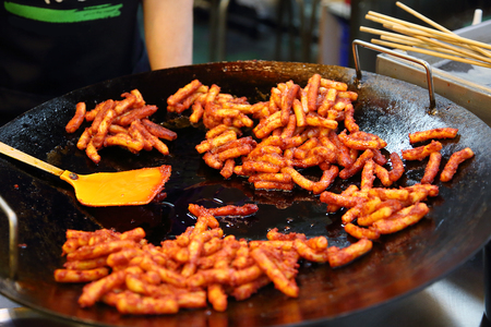 In Korean traditional market selling variety of the products such as foods are sold fresh.の写真素材
