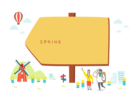 Vector illustration of spring object - flowers, the cherry tree, umbrella and so on. 008のイラスト素材