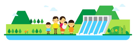 Green Energy Technology, save the earth concept flat design. environment energy industry Vector Illustration 002のイラスト素材