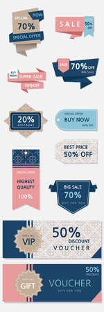 Vector - Set of sale promotion, logo, banner, tag, label element, advertising 007のイラスト素材
