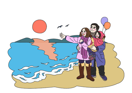 harmonious family Life, a lovely family vector illustration 008のイラスト素材