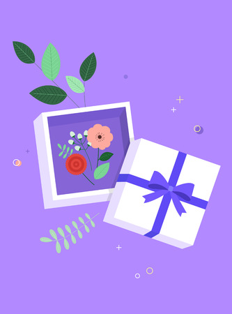 Gift box and flowers.のイラスト素材
