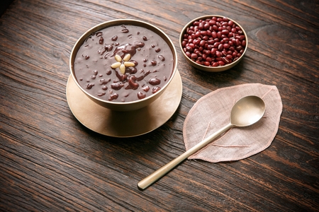 Korean food collection photo_Red Bean Porridge, a gruel made with red beans. dark red soup. 6の写真素材