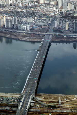 The top view of Seoul City, Korea.のeditorial素材