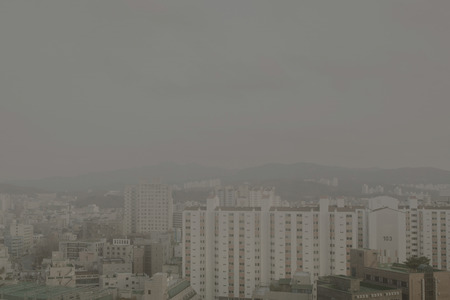 The city view, covered in dust.の写真素材