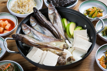Spicy Korean style fish stew called Maeuntangの写真素材