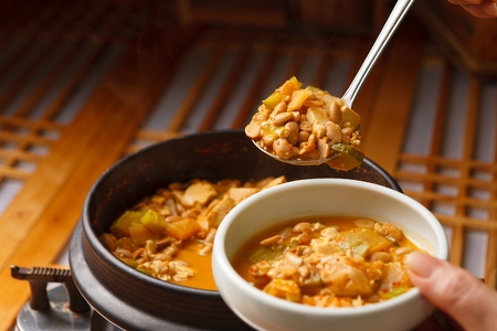 Korean cuisine Cheonggukjang, fast-fermented bean paste soup