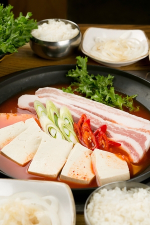 Spicy kimchi stew with pork, famous Korean cuisine Kimchi Jjigaeの写真素材