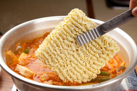 Spicy kimchi stew with ramen, Korean cuisine Kimchi Jjigae with noodles