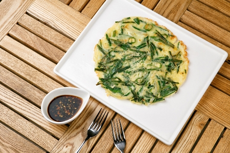 Leek pancakes, Korean cuisine Jeonの写真素材