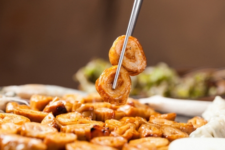 Korean barbecue cuisine Makchang, Pork entrailsの写真素材