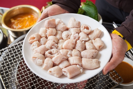Korean barbecue cuisine Makchang, Pork entrailsの写真素材