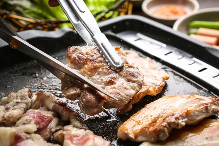 Korean barbecue Moksal, grilled pork neckの写真素材