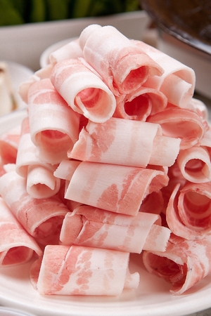 Korean barbecue Samgyeopsal, grilled think pork bellyの写真素材