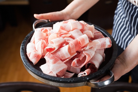 Korean barbecue Samgyeopsal, grilled think pork bellyの写真素材