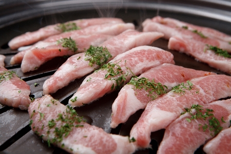 Korean barbecue, pork cheek meatの写真素材