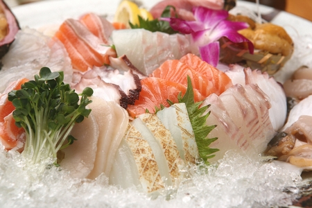 Korean style assorted sashimi platterの写真素材