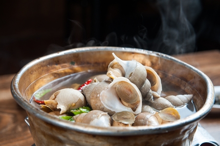 Korean style whelk soupの写真素材