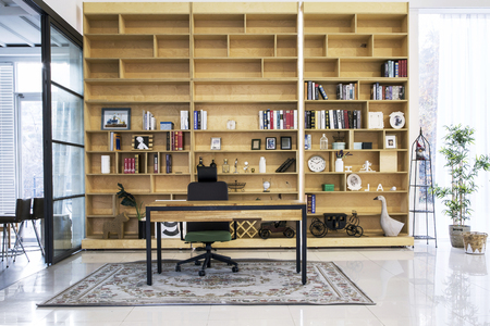 Modern space interiors design stock photo. living room, office room, restaurant and hair salon. 001の写真素材