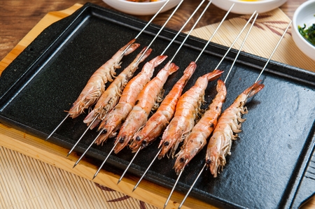 grilled shrimp skewerの写真素材