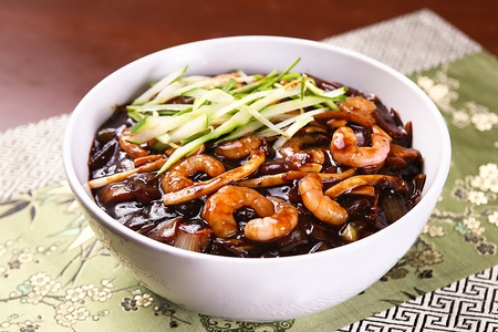 Seafood Black bean sauce noodles, Jjajangmyeonの写真素材