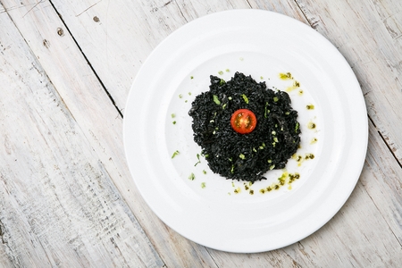 Squid ink risotto
