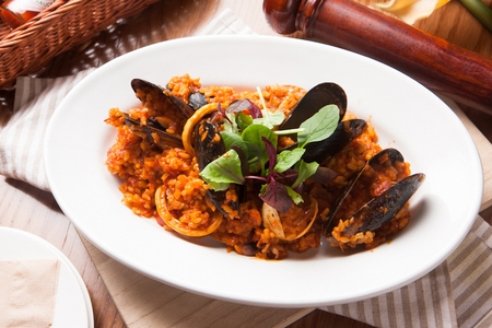 Seafood tomato risottoのeditorial素材