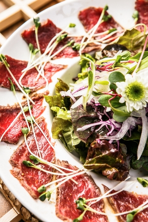 Slightly cooked beef dishの写真素材