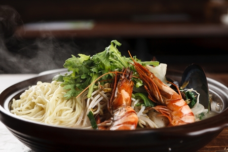 Seafood with noodles in a buttery pork broth, Nagasaki Jjambbong