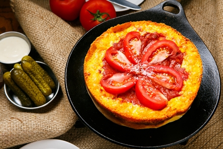 Chicago style deep dish pizzaの写真素材