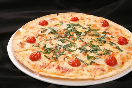 Italian tomato pizza margheritaの写真素材