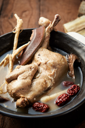 Ginger Chicken Soup, Korean traditional cuisine Samgaetangの写真素材