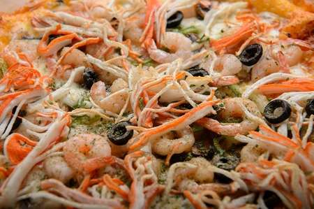 A shrimp pizza with cheeseの写真素材