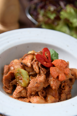 Stir-fried spicy pork, Korean cuisine Jeyukの写真素材