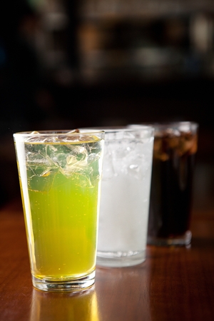 various soft drinks, carbonated drinks such as coke and ciderの写真素材