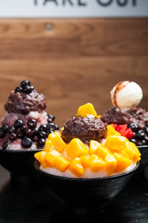 Ice Flakes with syrup (Bingsoo)の写真素材