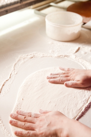 Making pizzaの写真素材