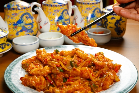 Deep-fried Chicken in Hot Pepper Sauceの写真素材