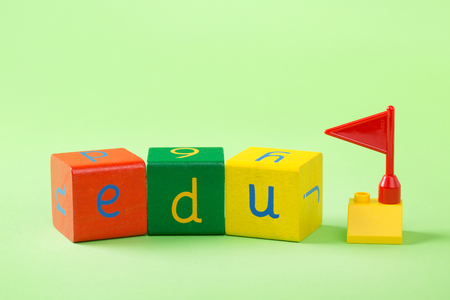 Education objects. study for childrens. numbers, words of Korean, words of English, bricks 028の写真素材