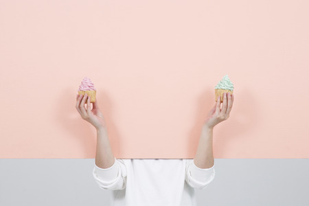 Various people's hands motion with empty colorful blank board. 053の写真素材