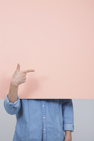 Various people's hands motion with empty colorful blank board. 027の写真素材