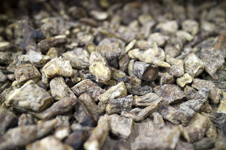Chinese traditional medicine, close up dry herbs or leaves top view 152の写真素材