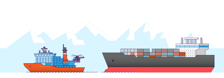 International Freight Transportation by sea, air, rail and road. all kinds of logistic vector illustration. 009のイラスト素材