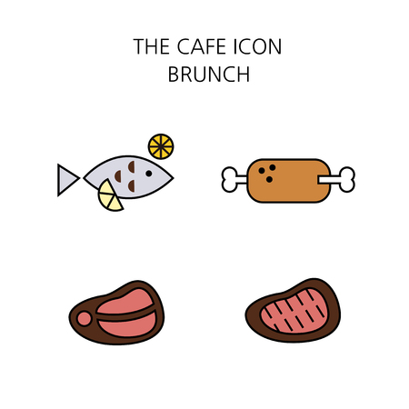 Vector - Coffee flat icon set. coffee equipment cafe with sweets retail service bakery. 021のイラスト素材