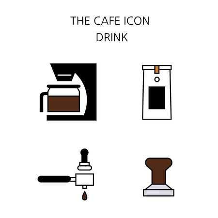Vector - Coffee flat icon set. coffee equipment cafe with sweets retail service bakery. 019のイラスト素材