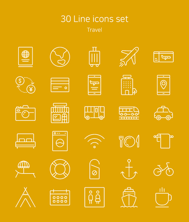 Set of flat icons line style. Design elements for mobile and web applications - Travelのイラスト素材
